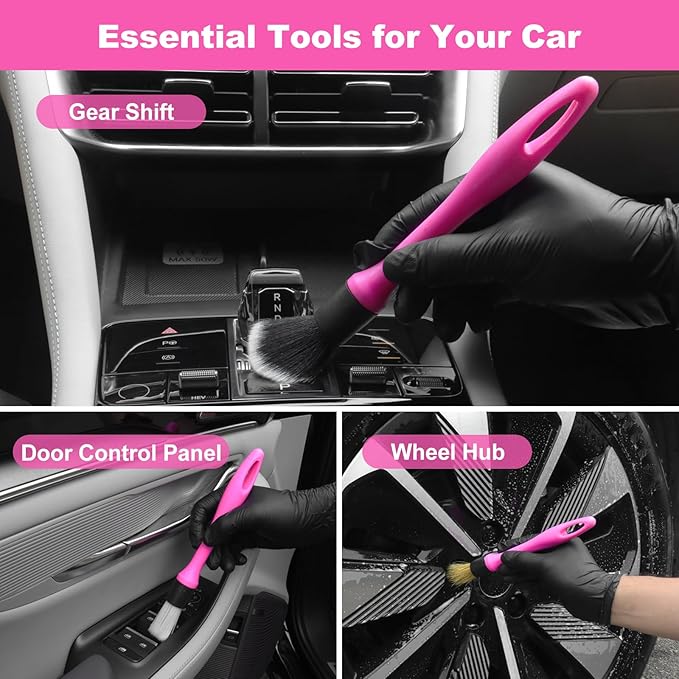 TTRCB Car Detailing Cleaning Kit Interior Cleaner, Car Detailing Brush Set, Pink Car Accessories Essentials for Women, Car Cleaning Gel, Car Cleaning Supplies Tools Stuff for RV, SUV, Interior