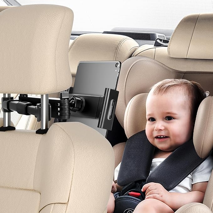 2 Pack Tablet Holder for Car, Ipad Headrest Mount for 6-13'' ipad/Phone Car Tablet Holder with 360° Adjustable Rotation,Essential for Road Travel, Black