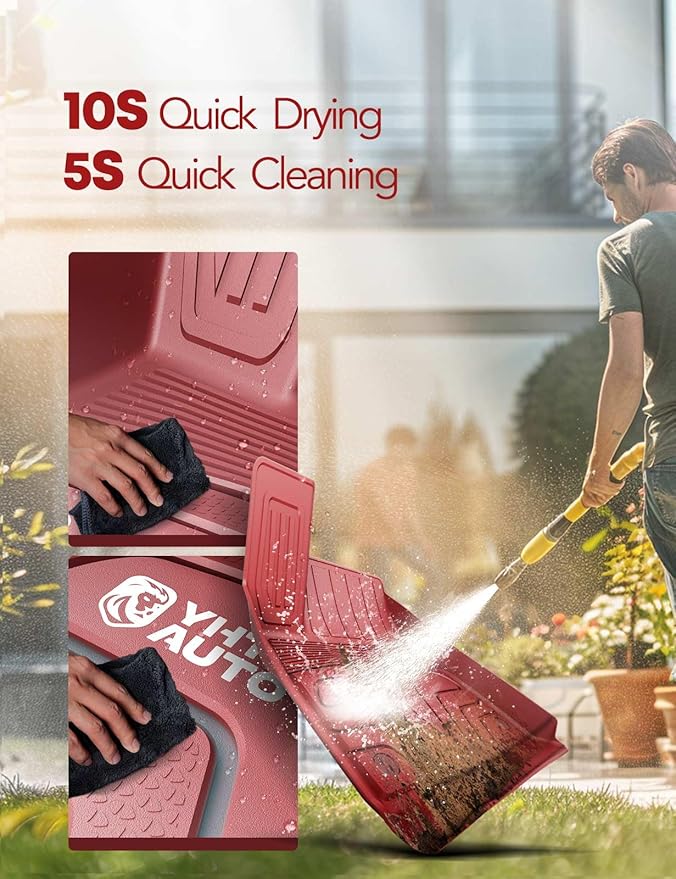 YHTAUTO Custom Fit Red Floor Mats for Tesla Model 3 2020 2019 2018 2017, All Weather TPE Car Carpet, Front Rear Trunk Storage Cargo Liner, Lower Storage Mat, Anti-Slip Waterproof Orderless, Set of 6