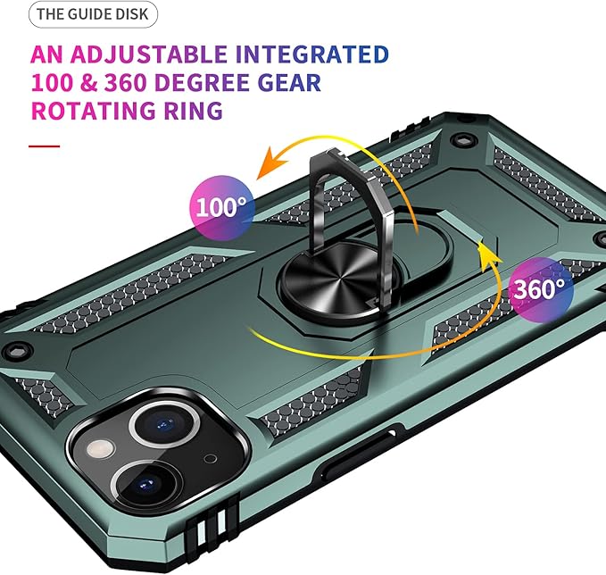 IKAZZ for iPhone 13 Case 6.1 Inch with Screen Protector,Military Grade Shockproof Heavy Duty Protective Phone Cover Pass 16ft Drop Test with Magnetic Kickstand Car Mount Holder,Turquoise