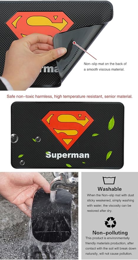 Tianmei 10.6in x 6.1in Extra Large Size Anti-Slip Rubber Pad, Car Dashboard Universal Non-Slip Mat use for Cell Phones, Sunglasses, Keys, Coins and More (Pure Black)