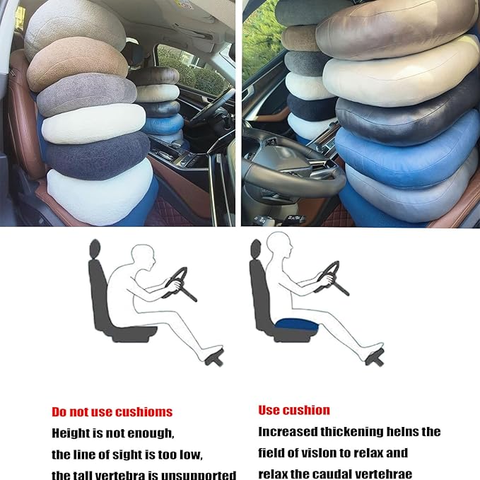 adult short driver car seat booster/booster seat for adults/thick Office Chair Booster Seat,for Short People Effectively Increase Field of View Lower Back Fatigue Relief,for Cars,Office,Home(White)