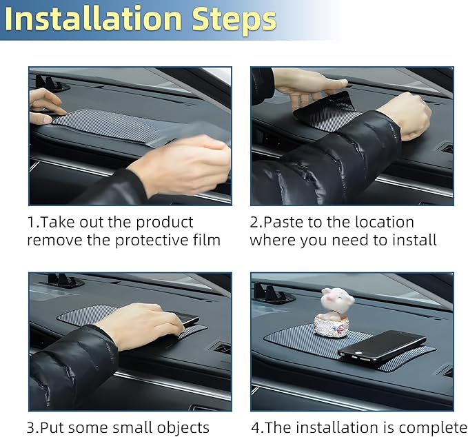 SKYLOTEC Car Dashboard Anti Slip Rubber Pad, Universal Car Non Slip Gel Mat Dash Pad for Cell Phones, Sunglasses, Keys, Electronic Devices