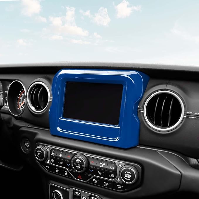 RT-TCZ for Jeep JL Center Console Radio Display Panel Trim Cover for Jeep Wrangler JL JLU Gladiator JT 2018-2023 Blue Interior Accessories 7 inch