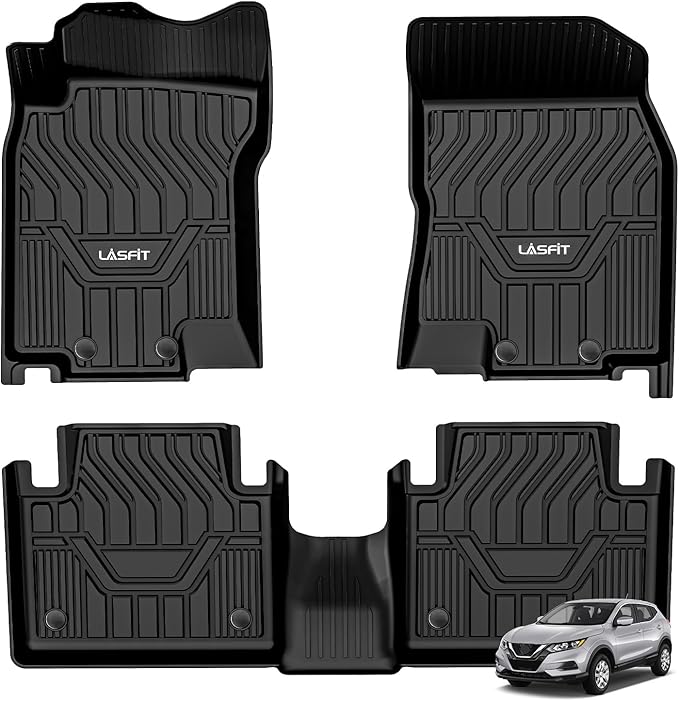 LASFIT Floor Mats for Nissan Rogue 2014-2020 (Not Fit Rogue Sport or Select), All Weather TPE Custom Fit Durable Floor Liners for Rogue S/SV/SL 2020 2019 2018 2017-2014 1st & 2nd Row Car Mats
