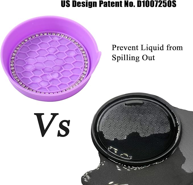 Amooca Car Cup Coaster Universal Non-Slip Cup Holders Bling Crystal Rhinestone Car Interior Accessories 4 Pack Purple