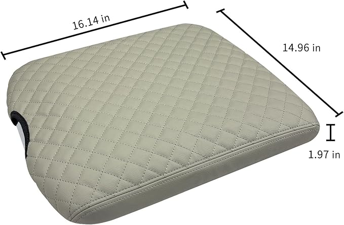 Xaido Center Console Cover Compatible with 2013-2018 Ram 1500 & 2013-2024 Ram 2500/3500/1500 Classic Model, Jump Seat Console Armrest Cover, Leather Arm Rest Covering, Gray Check