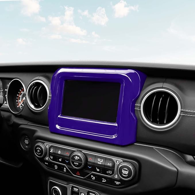 RT-TCZ for Jeep JL Center Console Radio Display Panel Trim Cover for Jeep Wrangler JL JLU Gladiator JT 2018-2023 Purple Interior Accessories 7 inch