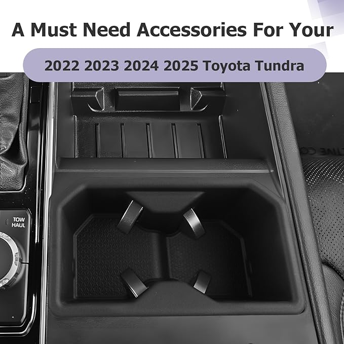 LUWU 2025 Tundra Center Console Cup Holder Compatible with 2022 2023 2024 2025 Toyota Tundra Interior Accessories Center Console TPE Cup Holder Insert Tundra 2025 Accessories