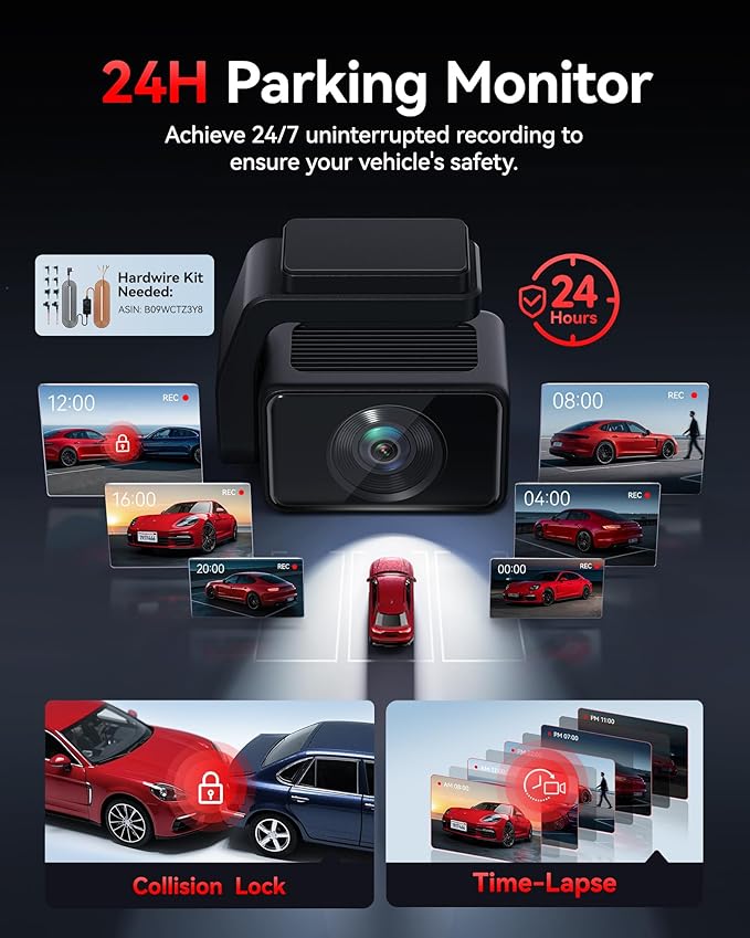 REDTIGER F4 Pro 4K Dash Cam Front and Rear, STARVIS 2 Sensor, 128GB Card Included, Built-in 5.8GHz WiFi6, 2.2inch Touch Screen Dash Camera for Cars, Voice Control, 24H Parking Mode