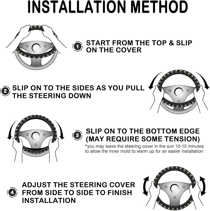 Skulls and Bones Steering Wheel Cover for Women, Anti-Slip Car Steering Wheel Cover with 2 Pcs Cup Holders Neoprene Breathable Car Accessories Universal 15 Inch Auto Interior Decor