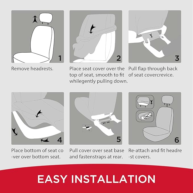 Rubbermaid Car Seat Cover, Leather & Air-Cool Mesh Front Seat Cover, Airbag Compatible, Slip-On Installation, Automotive Seat Cover Universal Fit for Most Cars, Trucks, SUVs-Gray