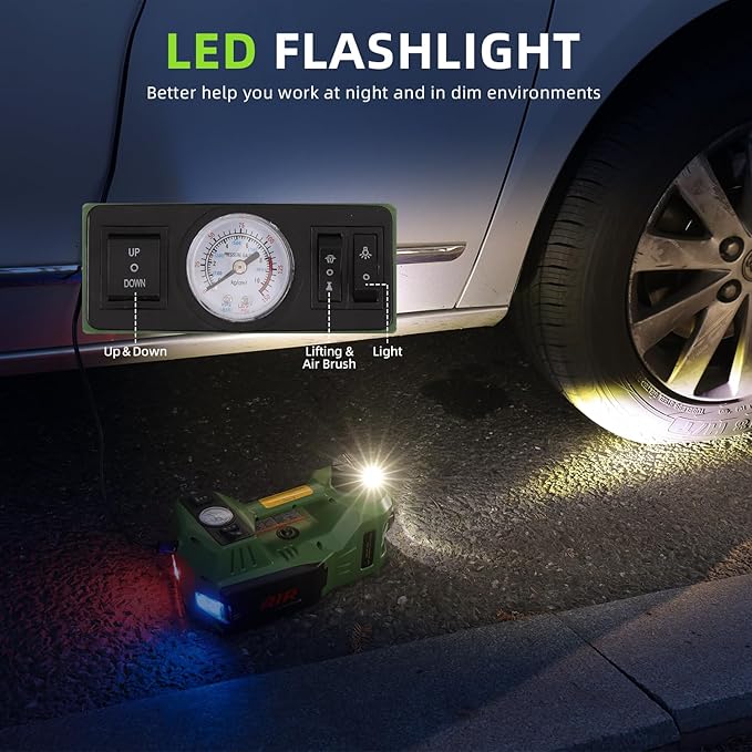 EFFIROSO Portable 5 Ton 12V Electric Car Jack Kit Hydraulic Floor Jack with Impact Wrench Tire Inflator Pump for Vehicle Emergency Repair Kit 11023lbs