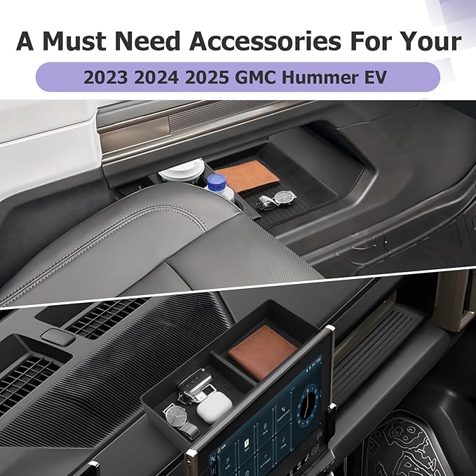 LUWU Center Console Tray Set 2023 2024 2025 2026 Hummer EV SUV Accessories Lower Storage Tray Dashboard Center Console Organizer 2PCS