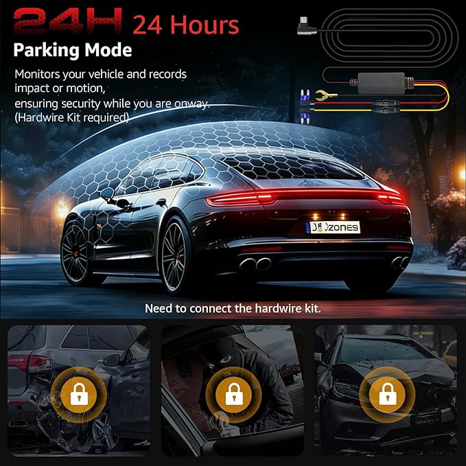 4K+2K Dash Cam Front and Rear,3.69" Touch Screen, Built-in GPS, G-Sensor, Night Vision, Loop Recording,5.8GHz WiFi 170°Wide Angle, 24H Parking Mode, Free 128GB Card Included,Support 256GB Max