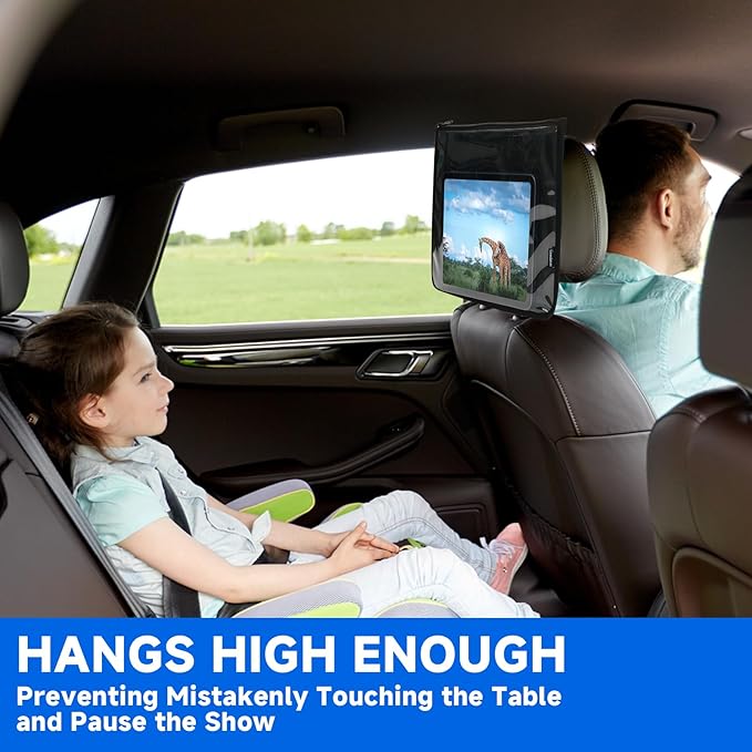 Homakover Universal Car Seat Back Organizer for iPad & Tablet Holder, Auto Driver Or Passenger Accessories Organizer, Vehicle Front Seat Tablet Headrest Mount, Compatible up to 13 Inch Tables