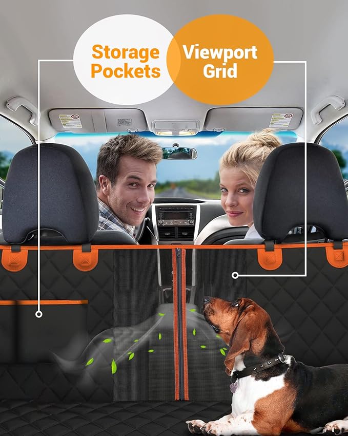 Victoper Dog Car Seat Cover, Heavy Durable Dog Seat Cover for Back Seat, 100% Waterproof Scratch Proof Nonslip Dog Hammock for Car with Side Flap, Pet Back Seat Covers Large 60" W x 64" L