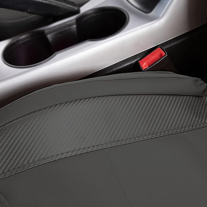 Flying Banner car seat Covers Protects Water Proof Faux Leather Carbon Fiber Fronts Gray Gray