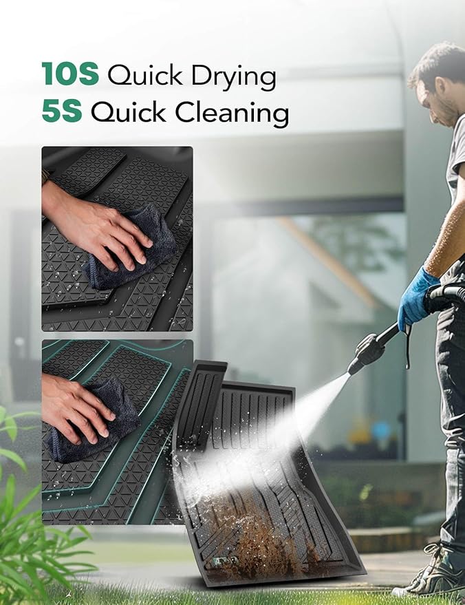 YHTAUTO Car Floor Mats for Tesla Model 3 Highland 2025 2024 Accessories, Custom Fit All Weather TPE Car Mats, Include Front Rear Trunk Cargo Liner & Rear Storage Liner Mats & Odorless Floor Mat, 6PCS