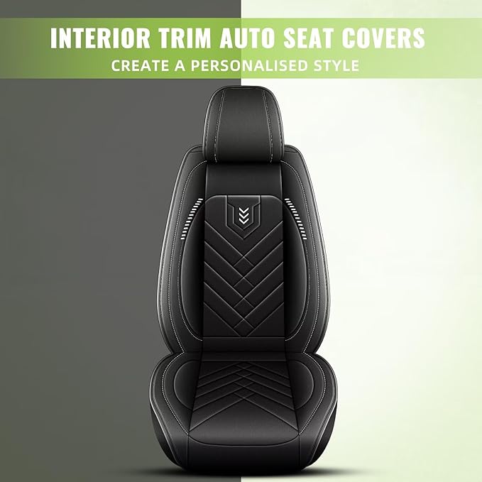 AOMSAZTO Car Seat Covers Fit for Kia Seltos 2021-2024 2025 Premium Front Seat Covers Waterproof Leather Automotive Seat Covers Compatible with Airbag (2 Seats,Black)