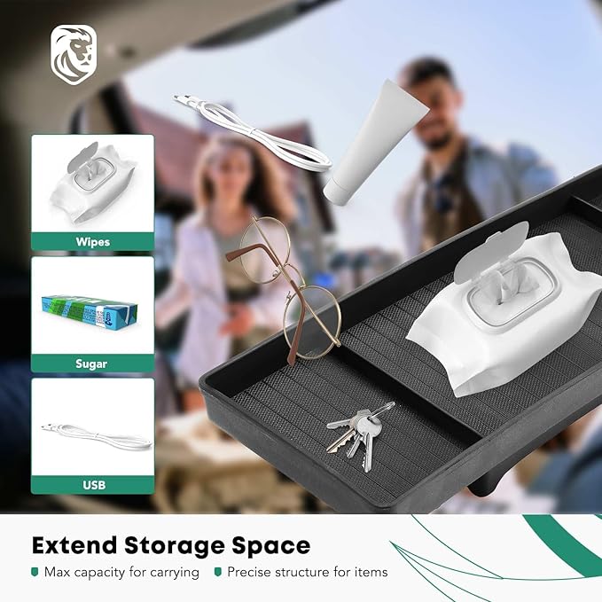 YHTAUTO Behind Screen Storage Tray Fit 2024 2025 Tesla Model 3 Highland, Screen Storage Box Non-Slip TPE Tissue Sunglass Holder for Car Dashboard Hidden Tray Interior Accessories 1PC