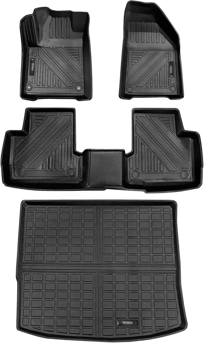 Vanseno Car Floor mats and Cargo Liners Set Black Compatible for 2014-2023 Jeep Cherokee 2Row Floor Mat & Trunk Mats All Weather Rubber Mats Liner (Not Fit Grand Cherokee&No Latittude)