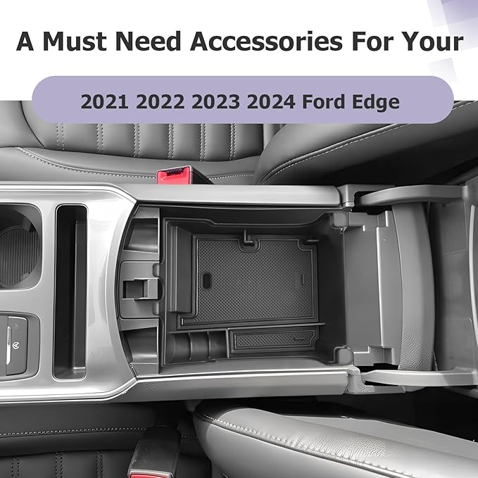 LUWU Center Console Organizer for 2021 2022 2023 2024 2025 Ford Edge Accessories Edge SE/SEL/ST-Line/Titanium/ST Armrest Storage Box Armrest Console Organizer(Black)