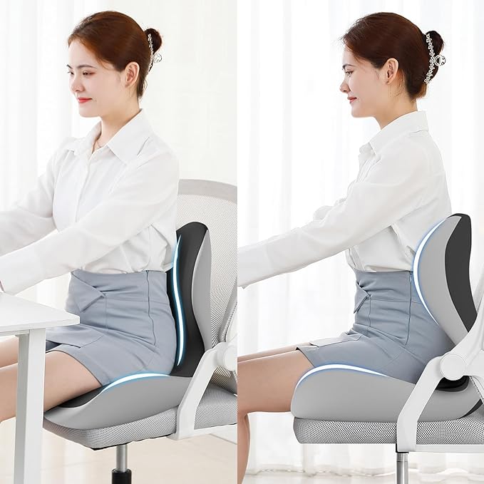 Seat Cushion Premium Ergonomic Memory Foam Car & Office Chair Seat Cushion - Orthopedic Lumbar Support for Back Pain Relief, Non-Slip Design for Car, Truck, Home Chair & Office Seat