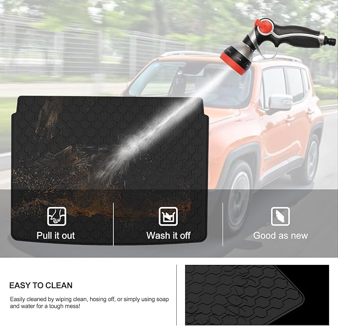 KIWI MASTER Floor Mats & Cargo Mat for 2015-2023 Jeep Renegade OEM Replacement 82214194 82214195 Front Rear 2 Row Trunk Tray All Weather Slush Mat Liners Black