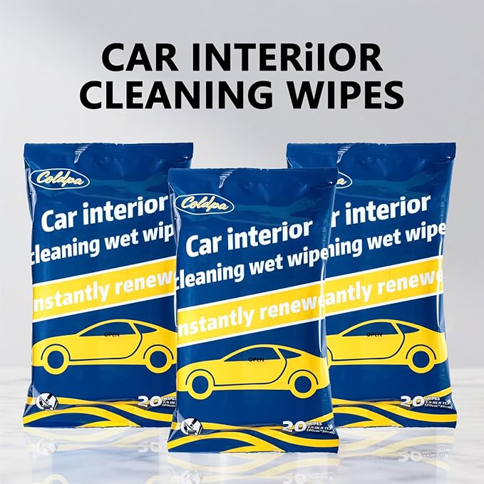 Car Interior Cleaning Wipes, All-Purpose Cleaning Wipes, Cleaning Wipe for Interior Auto Detailing, Multi-Purpose Automotive Wipes for Leather, Dashboard, Steering Wheel, Safe for All Surfaces (60PCS)