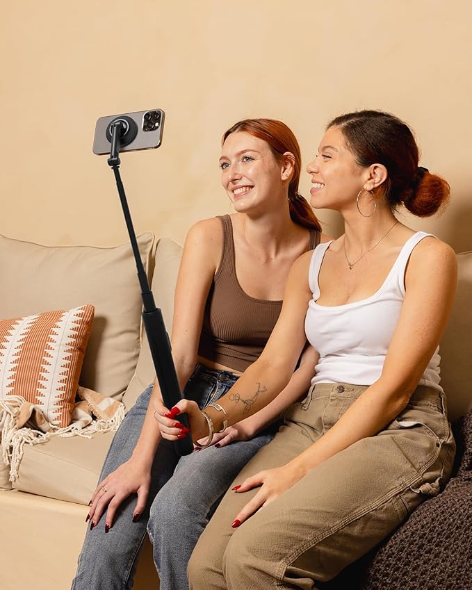 KraftGeek Magnetic Phone Tripod for iPhone MagSafe – 66'' Automatic Selfie Stick with Remote, Portable Tripod Stand for Video Recording, Travel, Vlogging (Black)