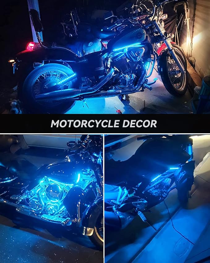 12V Led Light Strip 18" Connectable Ice Blue LEDs Strip Lights Waterproof for Car Motorcycle Golf Cart Trucks Boat Marine Automotive Led Light Strip, 4Pack