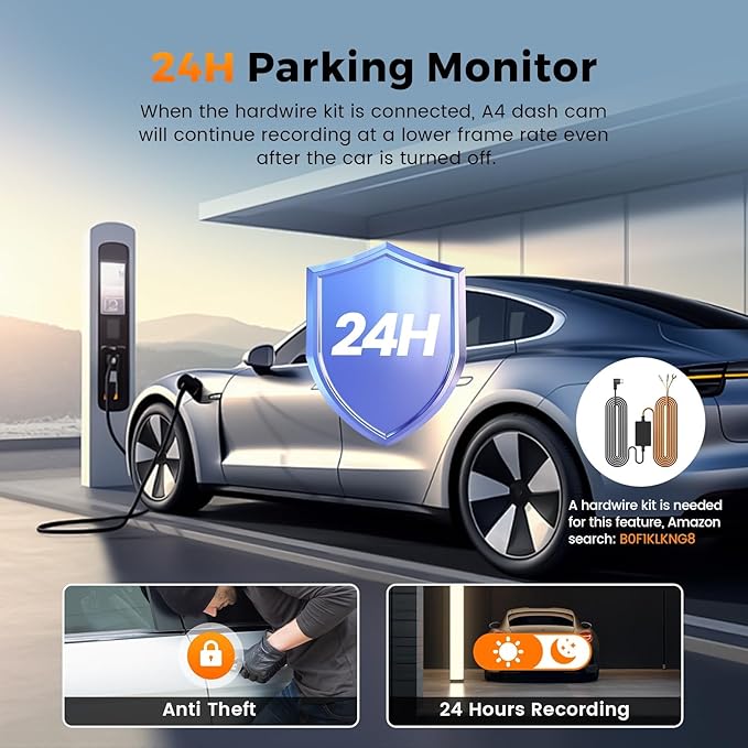 Dash Cam Front Rear,IPS Dash Camera for Cars,Car Camera 4K Front&1080P Rear,5.8GHz WiFi&APP-20MB/s Fast Download,G-Sensor,Night Vision,24h Parking Monitoring,Loop Recording,170° Wide Angle