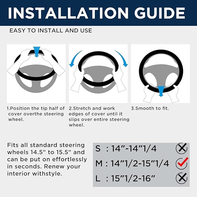 PIC AUTO Massage Steering Wheel Cover, Pink Football Pattern Material Spliced & Light Blue Leather Car Steering Wheel Cover, Car Steering Cover, Universal Fit 14.5"-15.5" for Cars, Trucks, Van, SUVs