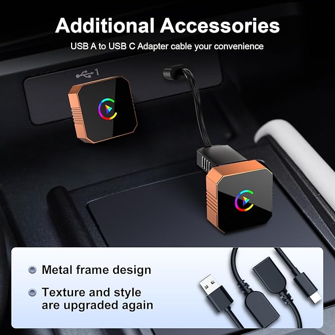 Wireless Carplay Adapter for iPhone,Wired CarPlay to Wireless,Android Auto 2in1 Mini USB Design with Fast Stable Connection Car Play for Apple iOS 10+, Android 11+ Version