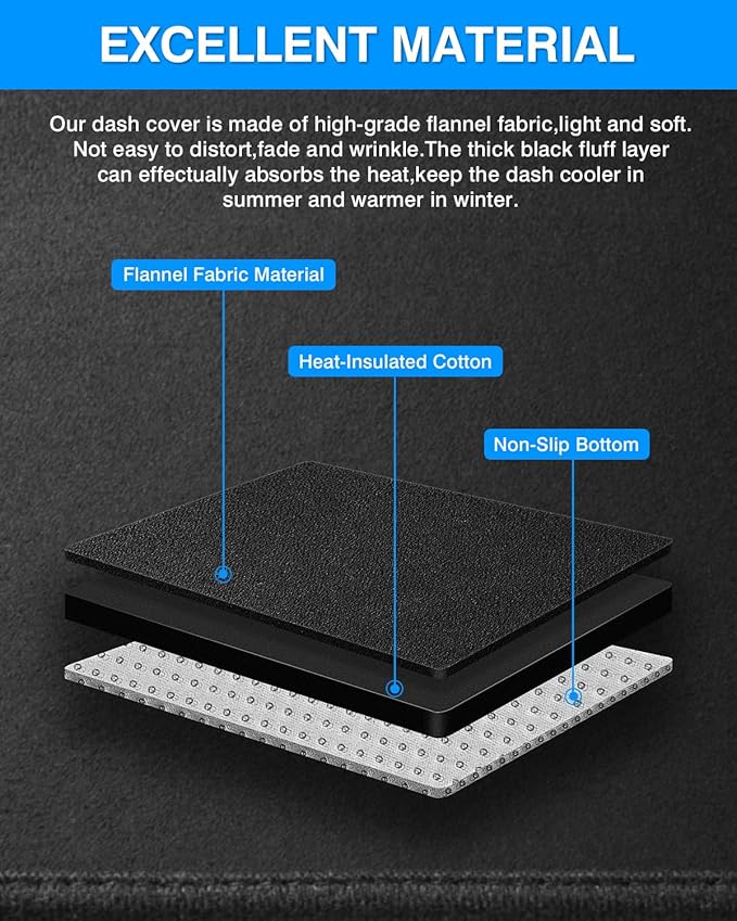 Autorder Dashboard Cover Mat Fit for 2007-2012 Nissan Altima Accessories Dash Cover Flannel Dash Mat Sunshade Glare UV Rays Protector