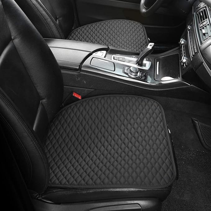 West Llama Pu Leather Car Seat Bottom Covers Protectors Include 1 Pair Front Driver Seat Pad Mat and 1 Rear Bench Cover Universal Fit 90% Vehicles,Black