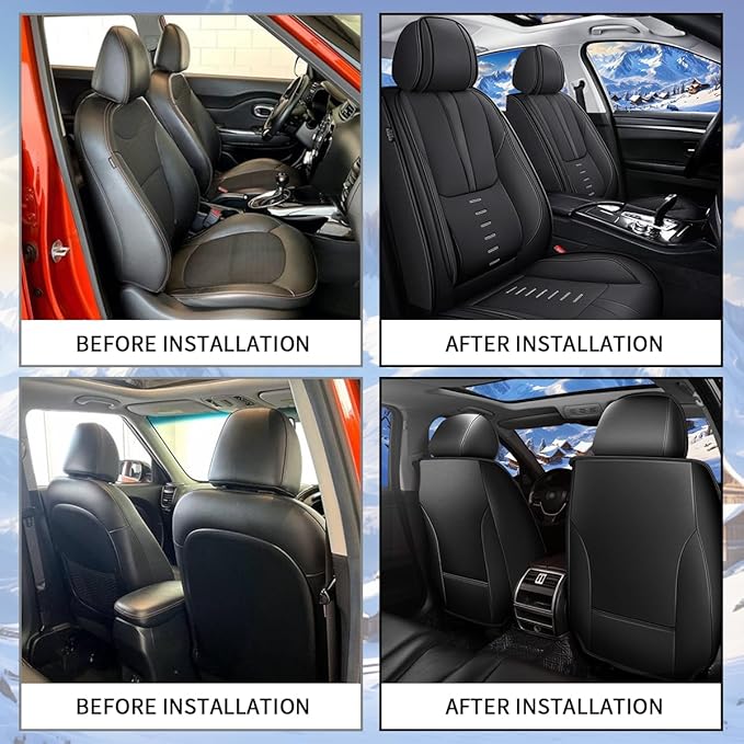 Seat Covers Fit for Chevrolet/Chevy Tahoe LT LS RST 2011-2024 2025 2026 Full Set Seat Covers Breathable 3D Lumbar Support Faux Leather Protector Car Seat Covers (Black Line)-2 Rows 5 Seats