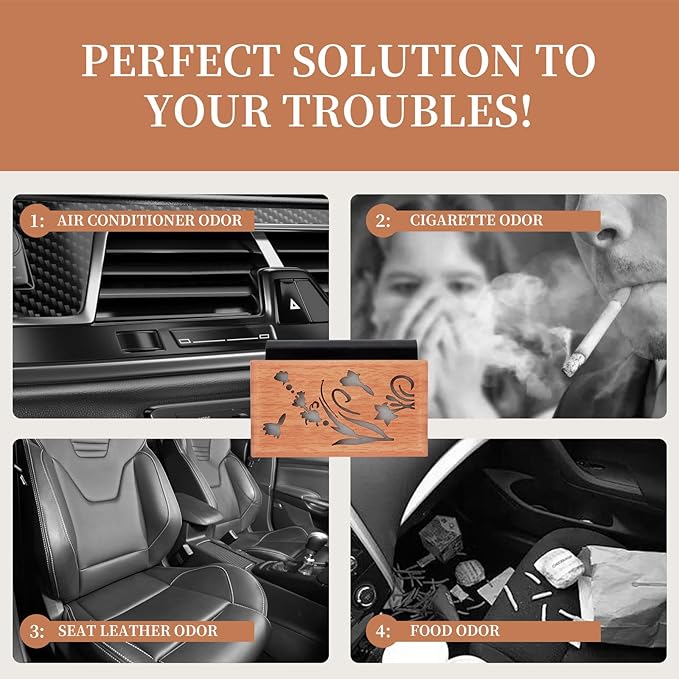 Wood Car Air Freshener - Car Odor Eliminator for Visor Clip, Vehicle Scent Diffuser for Cabin, Truck & SUV(Lavender)