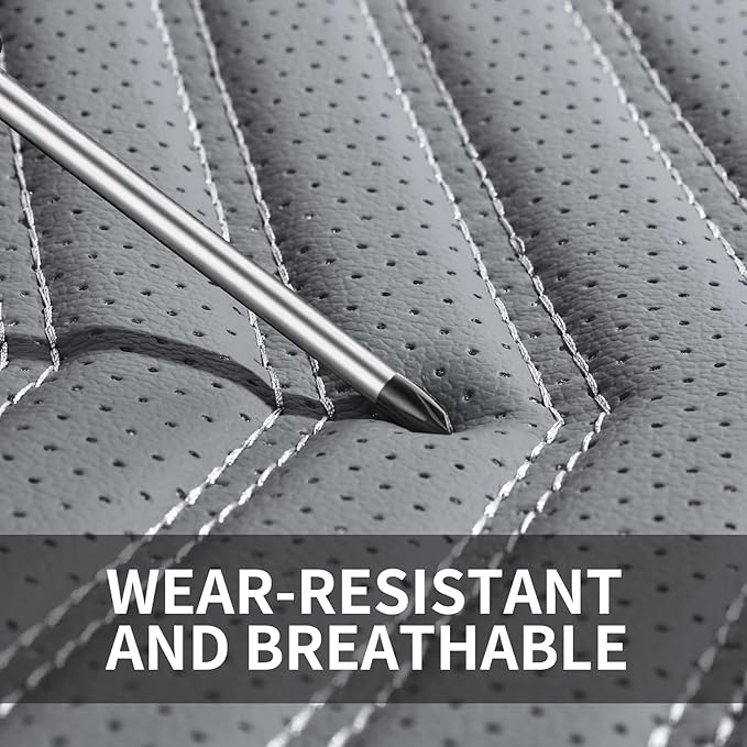 Leather Car Seat Covers,Breathable and Waterproof Faux Leather Automotive Seat Covers for Cars,Universal Driver Seat Cover for Most SUV Truck Sedan(Style1,2 PCS Front Seat,Grey)