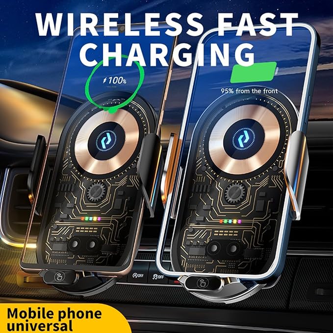 Wireless Car Charger Car Phone Holder Mount Wireless Charging Transparent Compatible Charging Air Vent Mount Phone Holder fit for All Android Smartphone(Black)
