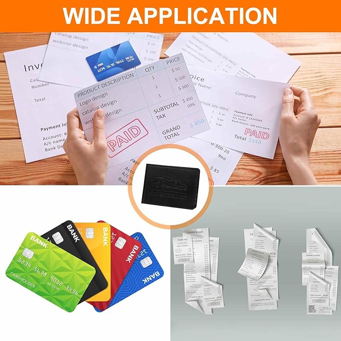 HARFINGTON Car Registration and Insurance Holder PU Leather Vehicle Glove Box Organizer Storage Accessories Car ID Holder with 2 Pockets for License ID Card Bank Card Documents, Black