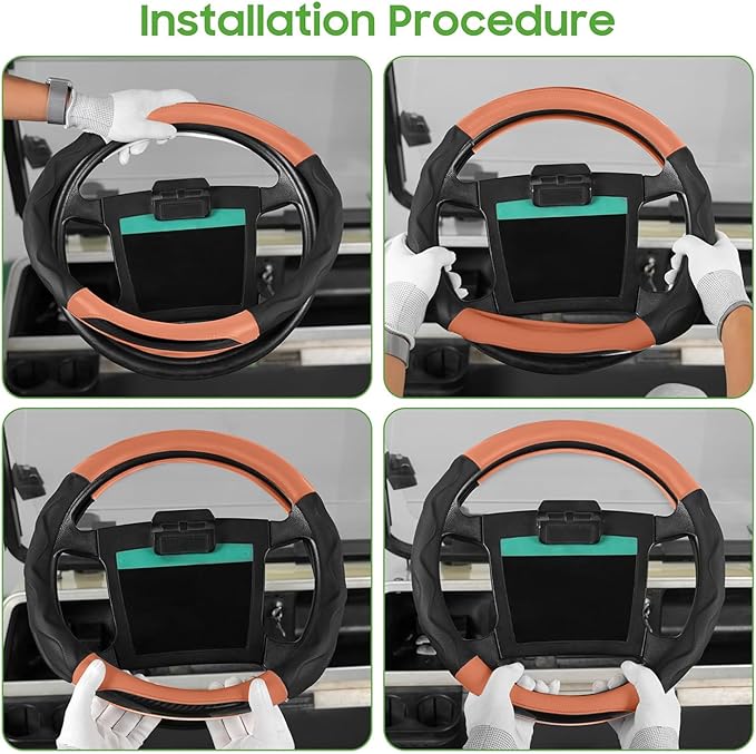 10L0L Golf Cart Steering Wheel Cover for Yamaha, Club Car DS & Precedent, 14 Inch Black Brown