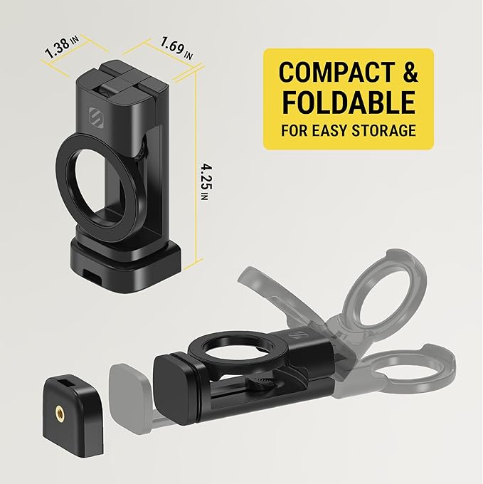 Scosche SMSTRVL MagSafe Airplane Phone Holder Mount, Magnetic Cell Phone Stand for Desk, Tray Table, Seat Back or Tripod, Plane Travel Essentials for Flying Compatible with iPhone 16/15/14/13/12