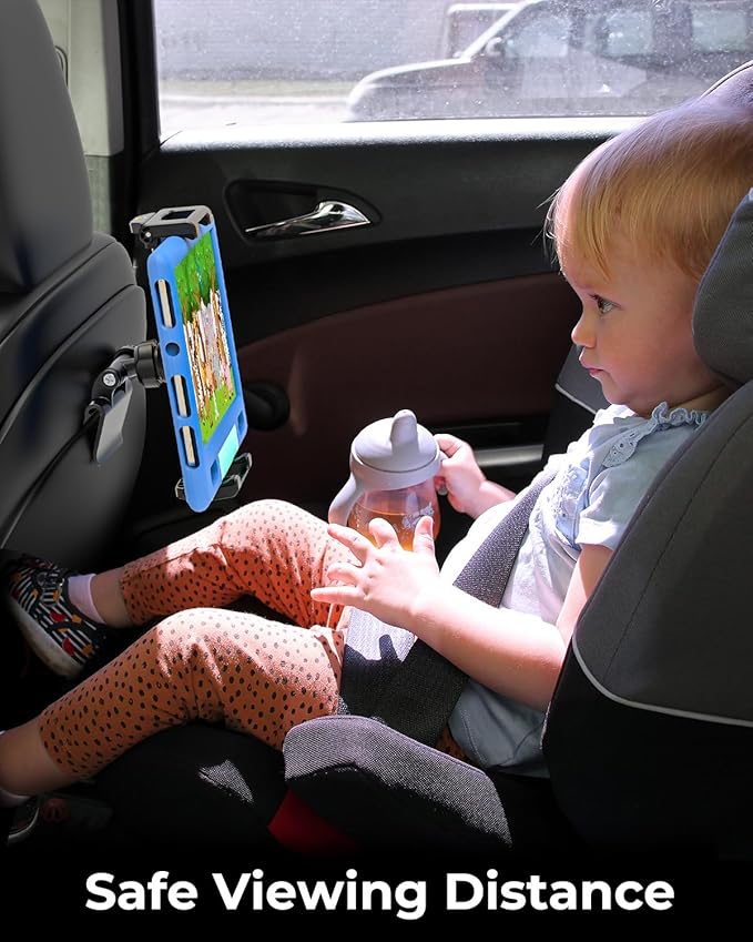 Tesla Model 3/Y Back Seat Tablet Mount Fit 6.1-15.6" Devices, 360° Adjustable Metal Ball Car Backseat Tablet Holder for iPad 12.9 Pro/Air/Mini, Galaxy Tab with Thickness Case (Deep Max 1.18'')