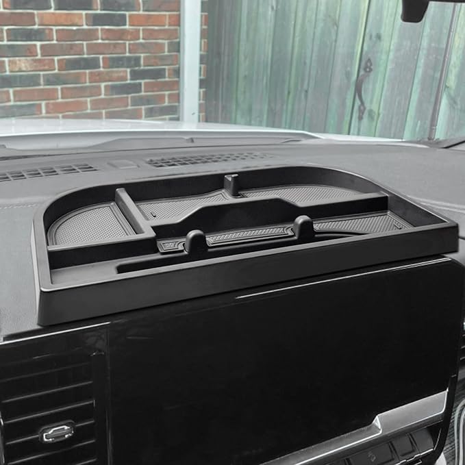 TACOBRO Interior Dashboard Storage Compatible with 2022-2025 Sierra/Silverado 1500 Accessories, 2024 2025 GMC Sierra/Chevy Silverado 2500HD/3500HD Dash Mounted Organizer Tissue Holder Tray