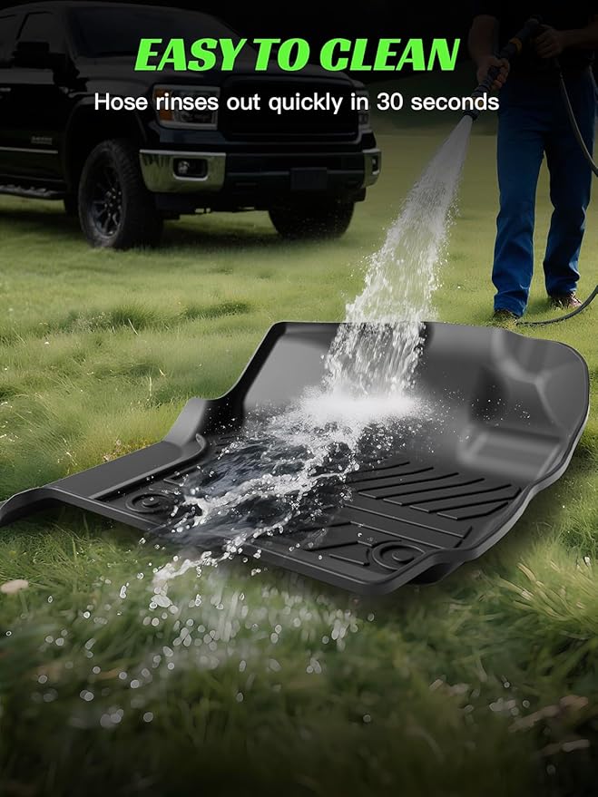 TPE All-Weather Floor Mats for Jeep Gladiator JT 2020-2025 | Custom Fit Floor Liners | 1st & 2nd Row Protection | Durable, Odorless, Easy to Clean (3-Piece Set, Black)