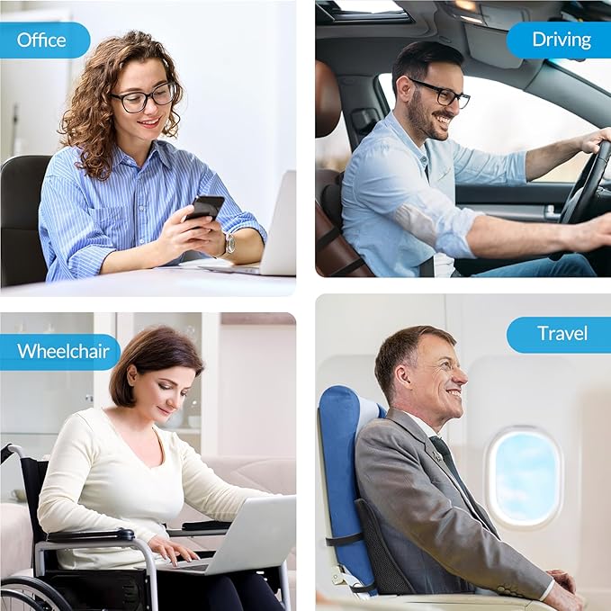 ZIKEE Lumbar Support Pillow for Office Chair with Dual-Firmness Memory Foam, Ergonomic Back Pillow for Targeted Support, Back Cushion with Dual Straps, Versatile Use for Car, Computer Gaming Chair