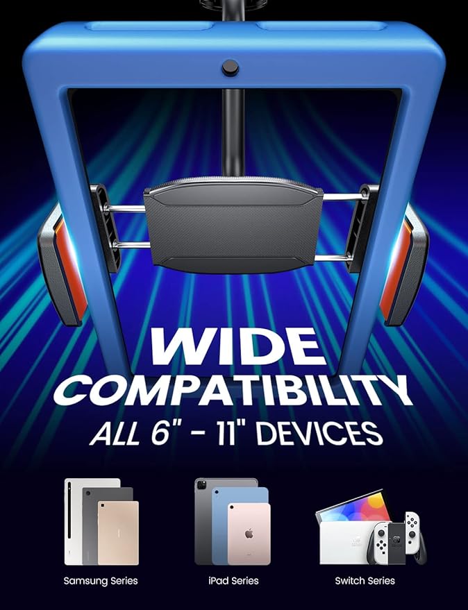 eSamcore Tablet Holder for car, 1.57" Extra Deep Clamp for iPad for Car Dashboard Gooseneck iPad Dash Mount Windshield 360° Rotating Suction Cup Mount for 6"-11" Tablet