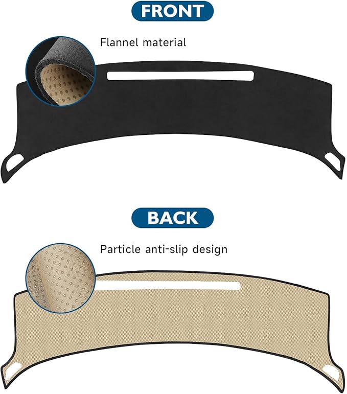 BIBLOZ Dash Cover Mat Fits for Toyota Prius 2016-2022 Accessories Black Flannel Interior Trim Car Dashboard UV Sun Protection